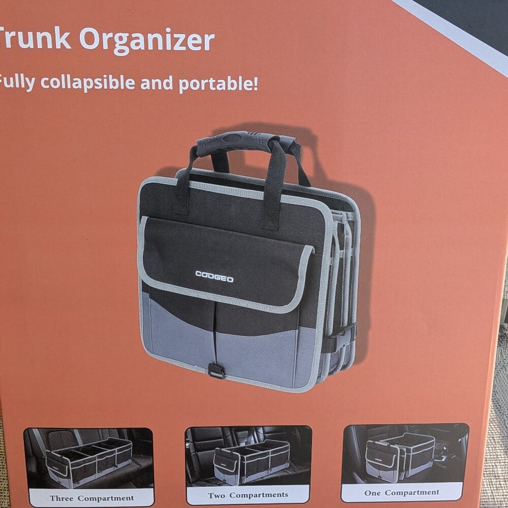 Car Trunk Organizer w Portable Leak Proof Cooler Bag 3 Compartments Collapsiable